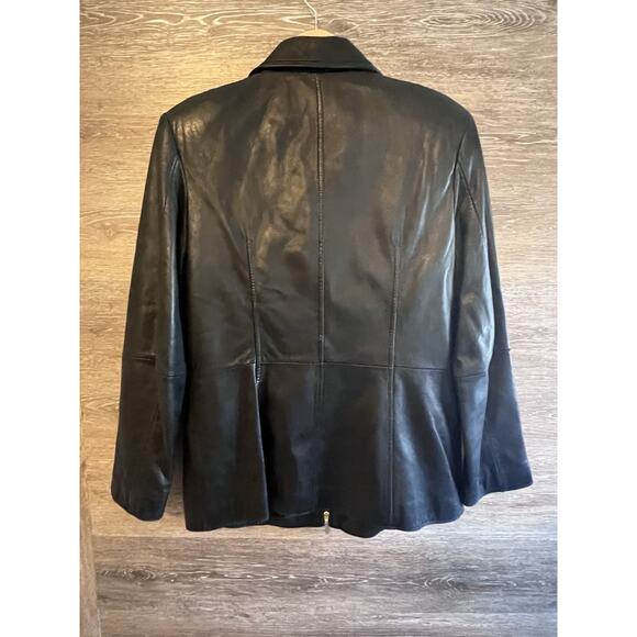 BP Women Genuine Lamb Skin Leather Jacket Size L Full Zipper Black Super Soft - Picture 9 of 10